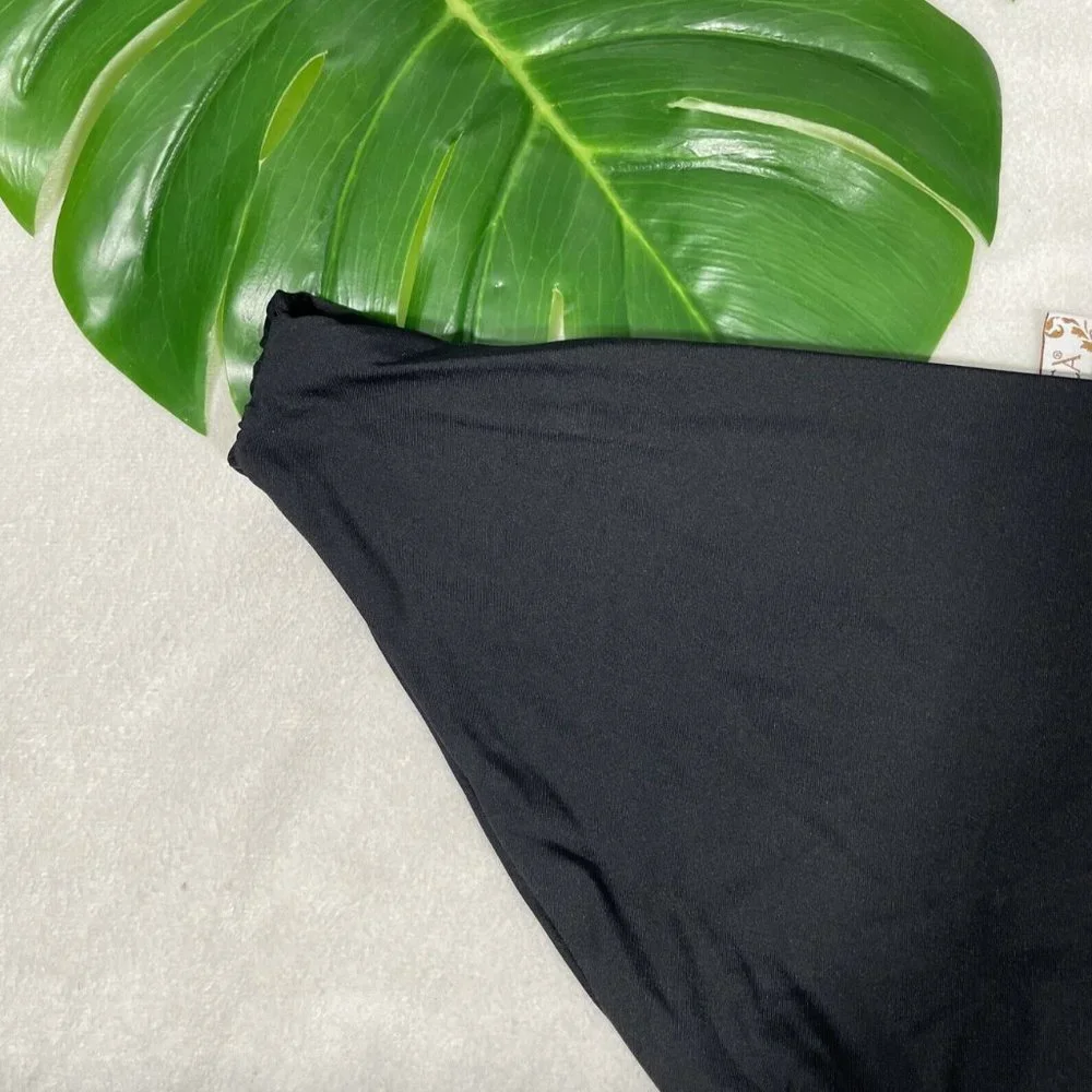 NEW $44 Becca Color Code Shirred‎ Black Bikini Bottoms [ SZ XL ] #3988